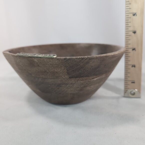 Mudpie Prayer Bowl Wood Wooden Brown Gold Cross Christian Catholic Boho MCM - Picture 9 of 9